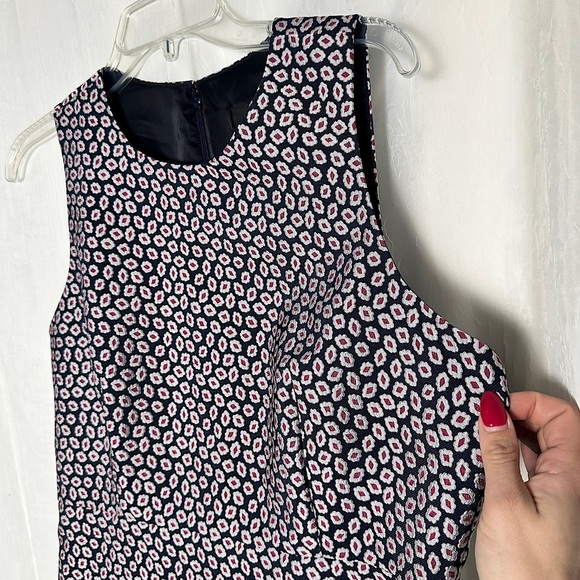 J.Crew Navy & Pink Jacquard Piper Foulard Print A-line Career Dress Sz 12 - Picture 7 of 17